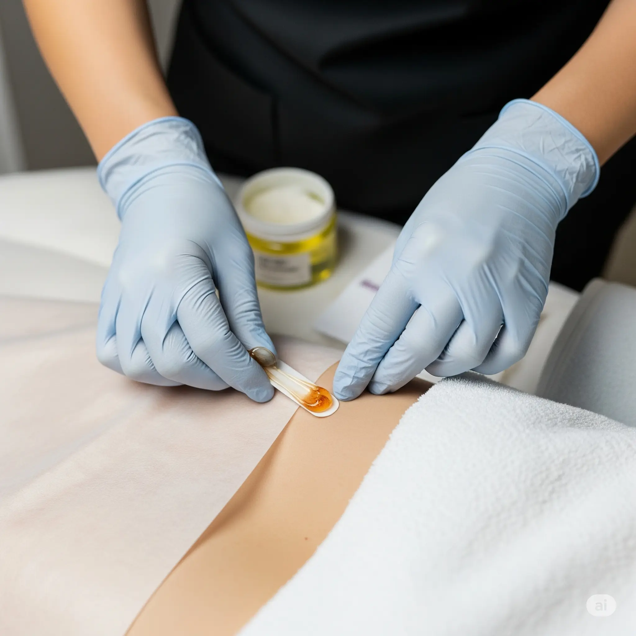 Image of eyebrow shaping service in progress at NY Brows and Threading Salon.