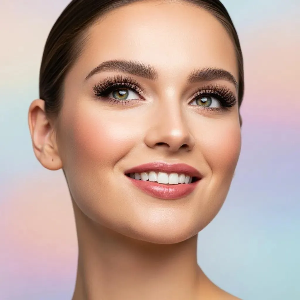 Close up of perfectly groomed eyebrows after a professional salon treatment