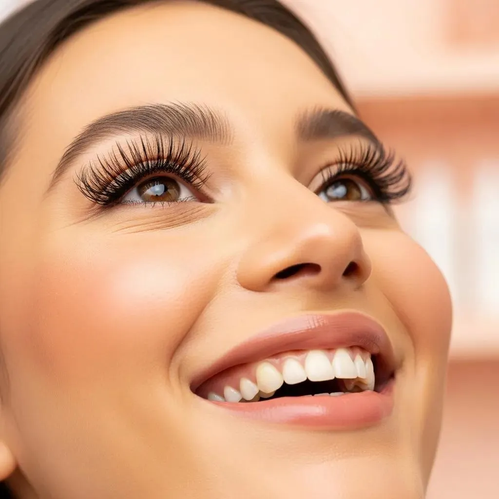 Woman smiling with lifted lashes