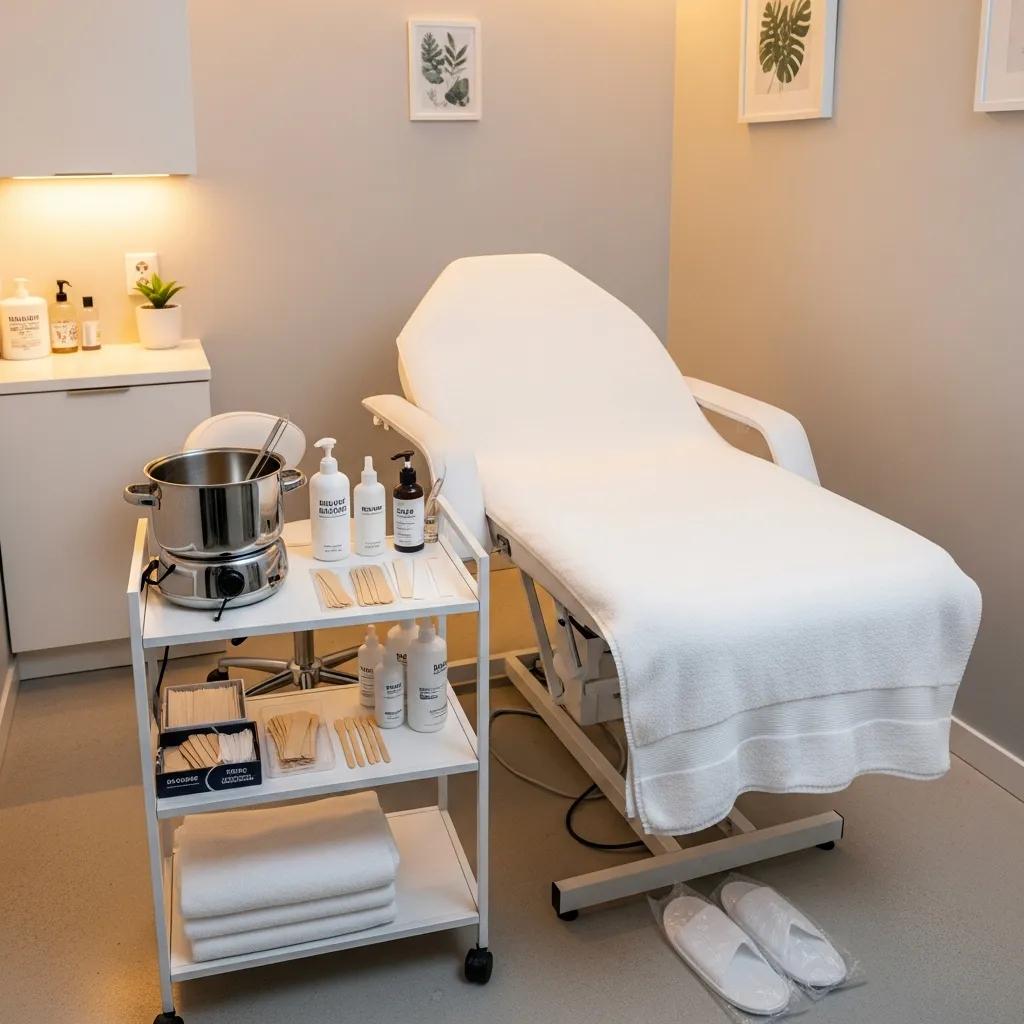 Modern waxing salon interior emphasizing cleanliness and comfort for Brazilian wax services