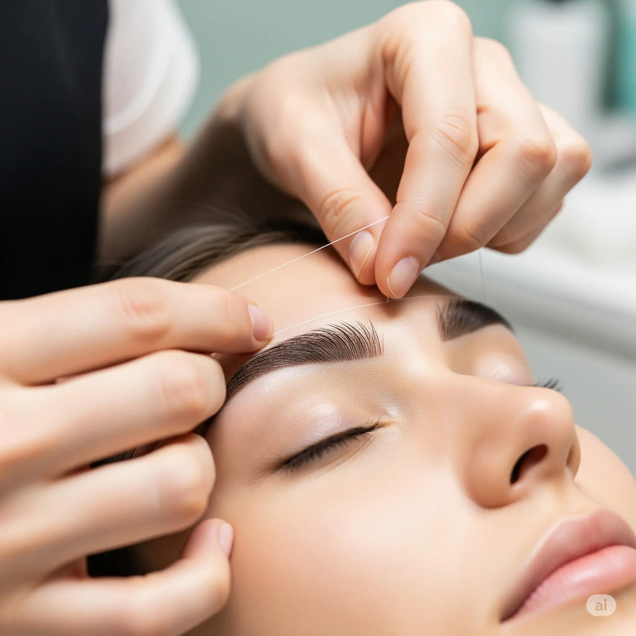 Image of eyebrow shaping service in progress at NY Brows and Threading Salon.