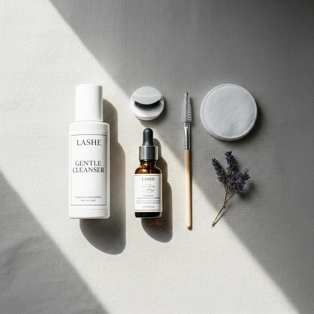 Aftercare products for lash lifts including gentle cleansers and nourishing serums to maintain lash health and longevity